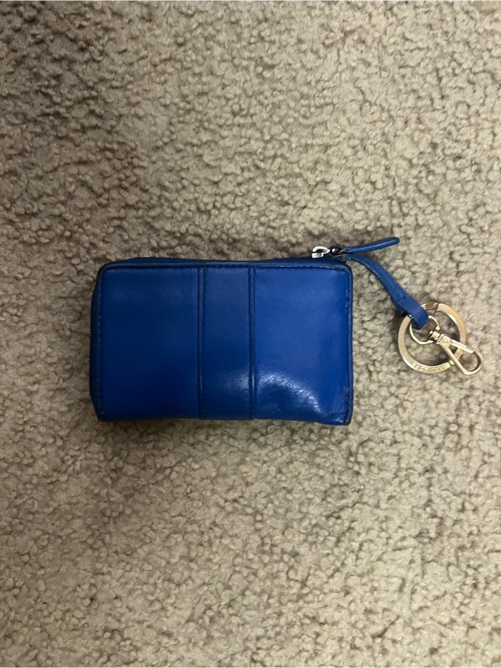 Michael Kors Cobalt Blue Leather MK Logo Coin Pouch Keyring - Picture 6 of 10
